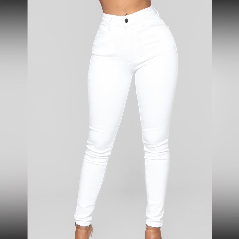High waisted skinnies white